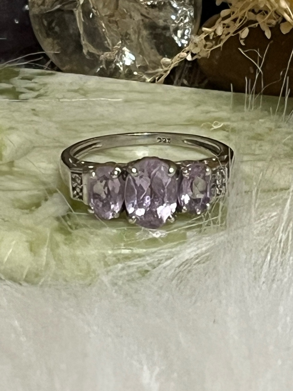 Triple Amethyst Sterling Ring